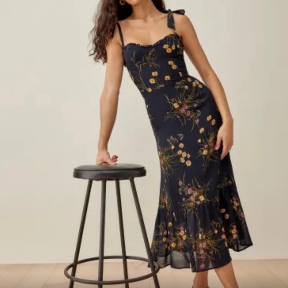 Reformation Nikita dress navy floral - excellent condition.